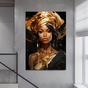 Canvas Wall <strong>Art</strong> Painting a Beautiful African <strong>Queen</strong> Wearing an Elaborate Headdress for Living Room Home Walls Decoration - Product Image 4