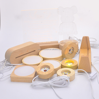 Lampe USB acrylique lumineuse 3D personnalisée RVB Base en bois Veilleuse LED blanc chaud Moderne Usine Directe pour un usage domestique Matériau ABS