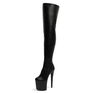 Bottes de danseuse exotique, boîte de nuit, talons hauts de 20 cm, plateforme cylindrique, cuir, chaussures de performance de 8 pouces, bottes cuissardes <span class=keywords><strong>pour</strong></span> femmes - Product Image 5