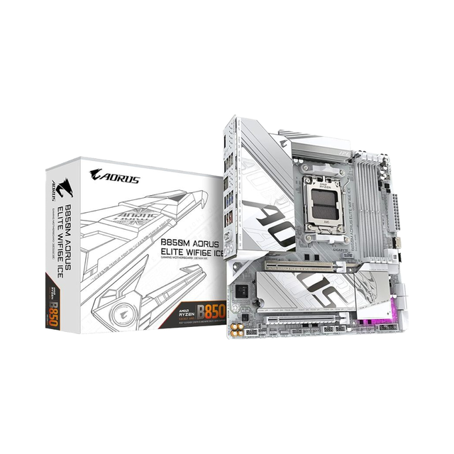 GIGABYTE B850M AORUS Elite WIFI6E ICE AMD AM5 LGA 1718 MATX DDR5 2X M.2 PCIe 5.0 USB LAN EZ-Latch 5-Year Desktop New Motherboard