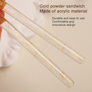 Ensemble de pinceaux à ongles en plastique acrylique transparent avec manche, extra longs, en nylon, pour manucure, motif quadrillé, pour gel, liner, peinture, salon, nail art - Product Image 5