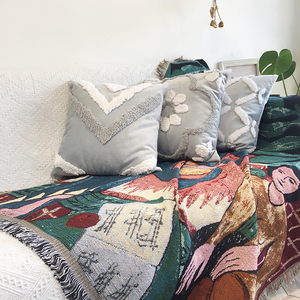 Wholesale High Quality Custom Cotton Woven Jacquard Sofa Cover <strong>Throw</strong> Blanket Woven <strong>Outdoor</strong> Multi-functional Blankets - Product Image 3
