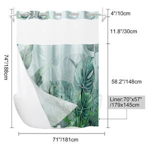 Pour <span class=keywords><strong>Amazon</strong></span> Best-seller Double Couche Grand Anneau Impression Numérique Polyester Rideau De Douche Étanche Plante Fleur Conception pour - Product Image 1