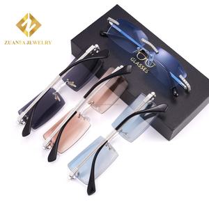 Gafas de Sol Cuadradas con Marco de Lente Tallado en Diamante, Degradado, para Hombre, Estilo Punk, Vintage, Modernas, con Moissanita, Hip Hop - Product Image 2