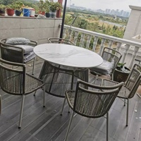 Bahçe mobilyaları halat dokuma veranda restoran sandalye halat dokuma alüminyum açık Rattan hasır balkon sandalye