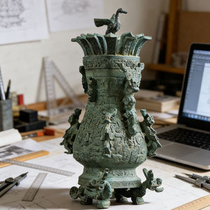 Dekorative Messing-Teekanne in Drachenform mit Lotus- und Kranich-Relief auf dem Deckel, Antikes Modell, Ornamente, Geschenke - Product Image 3