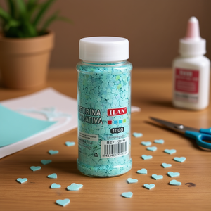 Glitter Decorativo Ilan 100G Blu Chiaro a Forma di Cuore per Forniture Artigianali - Product Image 3