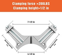Serres-joints d'angle à 90 degrés, ouverture maximale de 3 pouces, force de serrage de 200 livres, serres-joints réglables à angle droit pour le travail du bois, les meubles