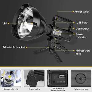Custom Spotlight Flashlight Super Bright Long Range USB Rechargeable 8000mAh ABS Torch <b>Light</b> IPX65 Waterproof Magnetic Base 200M - Product Image 3