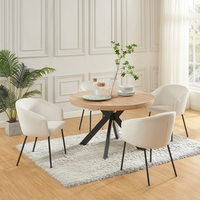 Table à manger extensible moderne avec plateau en bois et base en métal pour 4 à 8 personnes, meubles gain de place pour la salle à manger à domicile