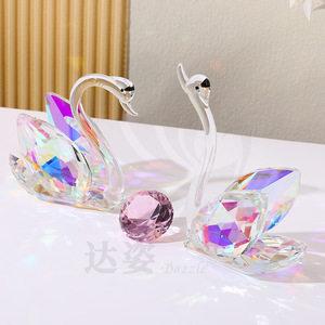 Ensemble d'ornements en forme de cygne en cristal, décoration en verre faite à la main, cadeau de mariage, style d'art moderne - Product Image 2