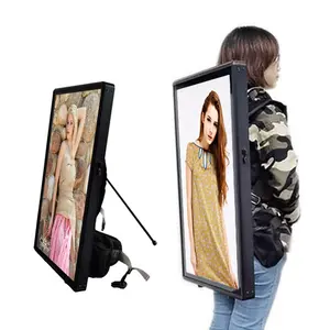 Ultra dünne Digital Signage Rucksack Walking LCD-Werbe spieler Maschine 5cm dick 32 Zoll Android Outdoor Billboard