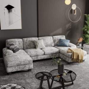 Juego de Sofás Seccionales en Forma de U de Tela para Sala de Estar Moderna, Combinación de Esquinas Personalizable, Muebles para el Hogar - Product Image 6