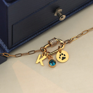 Collana a catena con graffetta di moda con lettera di personalità per animali domestici ciondolo femminile in acciaio inossidabile collana gioielli regalo personalizzato - Product Image 5