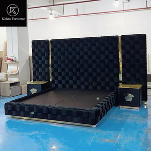 Mobilier de chambre à coucher Premium <span class=keywords><strong>Lit</strong></span> Bett Cadre de <span class=keywords><strong>lit</strong></span> <span class=keywords><strong>King</strong></span> <span class=keywords><strong>Size</strong></span> Ensemble de lits rembourrés en velours italien Lits doubles modernes de luxe - Product Image 1