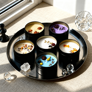 <span class=keywords><strong>Bougie</strong></span> en cire de soja aux fleurs séchées infusées de cristaux, pierres précieuses naturelles pour rituels de manifestation et <span class=keywords><strong>d</strong></span>écoration esthétique <span class=keywords><strong>d</strong></span>'intérieur parfumée - Product Image 3