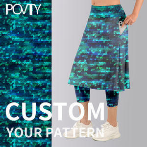 POVTY Custom Logo Damen High Yoga Taille Schnellt rocknende Kompression 2 in 1 Tennis Rock Capris Leggings Taschen für Sport lauf - Product Image 3