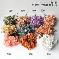 Buket Hydrangea Sutra 49cm Hortensia Sintetis Hijau Abu-abu Abadi Tahan Lama untuk Dekorasi Bunga di Hari Ibu Natal
