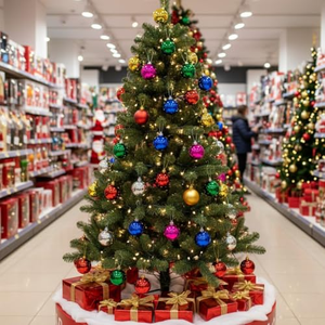 Fournitures de décoration de Noël, boules de Noël, grandes boules de Noël de 20 cm, couleur rouge brillante pour la décoration de Noël - Product Image 4