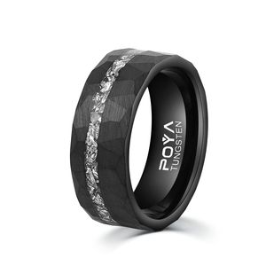 Poya Cincin Janji Pria Perhiasan 8Mm Hitam Perak Mawar Emas Dipalu Datar Disikat Asli Cincin Tungsten untuk Pernikahan - Product Image 2