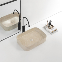 Lavabo de salle de bain rectangulaire en céramique à poser sur comptoir, design moderne pour hôtels