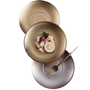 <b>Hammered</b> Stainless Steel Plate Gold Silver Shallow Dish For Hotel Food Serving Trays 4T - Product Image 4
