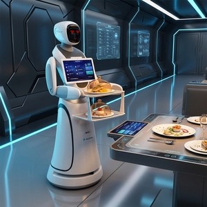 Robot Comercial Csjbot de 10 kg para Cafetería, Entrega de Alimentos, Navegación Inteligente con IA VSLAM, 2 Bandejas Desechables, IP65 - Product Image 4