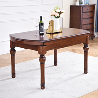Ensemble de table à manger en bois massif avec 4 chaises, table à manger ronde extensible, style MDF, confortable et élégant