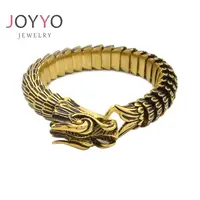 24K Gold Color Mens Dragon Patterned Bracelet High Quality Hip hop