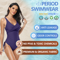 Maillot de bain menstruel sport croix avant côté cravate une pièce Bikini Calzones Menstruales col en V étanche maillots de bain période maillots de bain