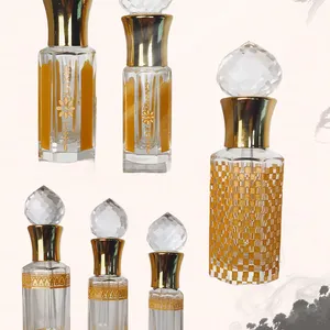 Bouteille de parfum en stock fabrication Attar Glass Oud huile de parfum bouteille Tola avec bouchon en cristal