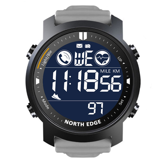 NORTH  EDGE LAKER  Sports Watches Dual Time Pedometer Alarm Clock Waterproof 50M  Heart Rate SmartWatch