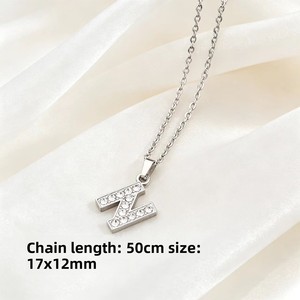 <span class=keywords><strong>Collier</strong></span> initial A-Z en zircon pavé pour femme, pendentif alphabet en acier titane, bijoux de mode, vente en gros - Product Image 6