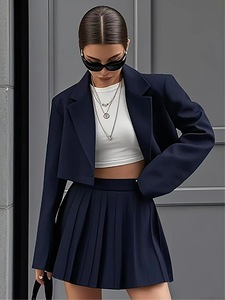 Nuovo arrivo abito corto Shorts tailleur primavera ed estate Double breted breve plissettato pantalone <span class=keywords><strong>due</strong></span> - Product Image 6