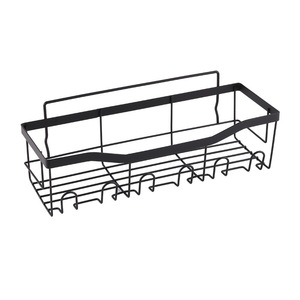 Étagère de salle de bain carrée à double niveau en acier et support de rangement mural <span class=keywords><strong>sans</strong></span> perçage ni clouage pour brosses à dents - Product Image 4