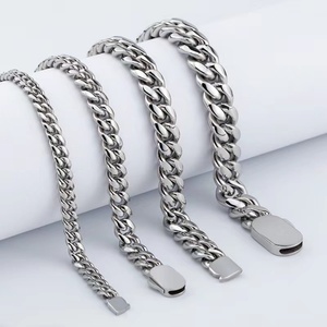 Round Clasp Miami Curb Cuban Chain Jewelry Stainless Steel <b>Men's</b> Gold Plated Cuban Link Chain <b>Necklace</b> - Product Image 4