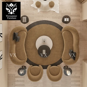 Sofá Curvo Moderno <span class=keywords><strong>de</strong></span> Lujo Directo <span class=keywords><strong>de</strong></span> Fábrica, Tapizado en Tela Beige, Estilo Europeo, Sofá Seccional, Sofá <span class=keywords><strong>de</strong></span> Dos Plazas para Villa - Product Image 2