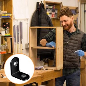 Suportes em L de Aço Inoxidável, Suportes de Canto em Ângulo Reto de 90 Graus para Prateleiras, Móveis de Madeira, Gavetas, Parafusos Pretos - Product Image 4