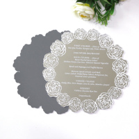 Invitaciones de Boda de Lujo con Espejo Plateado y Flores, Tarjetas de Menú de Acrílico con Espejo e Impresión Personalizada
