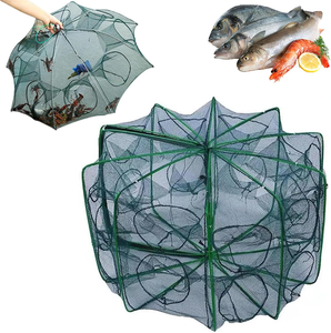 Nasse <span class=keywords><strong>de</strong></span> pêche pliable carrée en nylon monofilament sans nœuds pour la capture <span class=keywords><strong>de</strong></span> crevettes, poissons, homards, loches et crabes, conception à lancer à la main - Product Image 2
