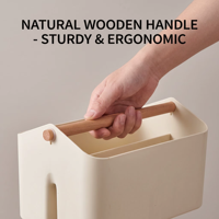 WONFUN Panier de Douche Empilable Portable avec Poignée en Bambou, Rangement en Plastique pour Essentiels de Salle de Bain, Jouets de Bain, Noir