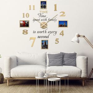 Large Size DIY Photo Frame <b>Wall</b> Clock 3D Acrylic Mute Digital Clock <b>Wall</b> Sticker Home Decorative Quartz Clock - Product Image 4