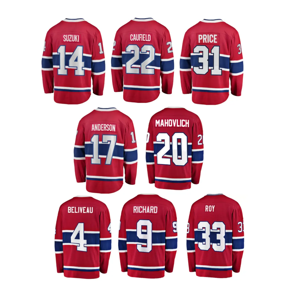 Top Gestikte Ijshockey Truien Montreal 22 Cole Caufield 14 Nick Suzuki 20 Slafkovsky 31 Prijs 72 Xhekaj 33 Roy 9 Richard