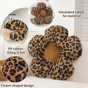 2 Estilos de Almohadas de Peluche <span class=keywords><strong>con</strong></span> Estampado de Leopardo, Juguete de Peluche Suave, Cojín Decorativo para el Hogar, Cojín <span class=keywords><strong>con</strong></span> Forma de Flor para Cama o Sofá - Product Image 2