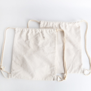 Sacs de shopping en toile avec cordon de serrage, en coton mousseline bio, écologiques, imprimés avec un logo personnalisé, emballage en tissu blanc promotionnel - Product Image 2
