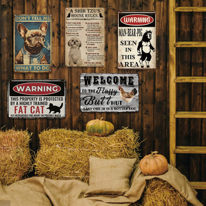 Plaque en métal humoristique avec règles pour animaux de compagnie, Shih Tzu, chat gras, avertissement, règles de la maison, plaque humoristique pour les amoureux des chiens et des chats - Product Image 4