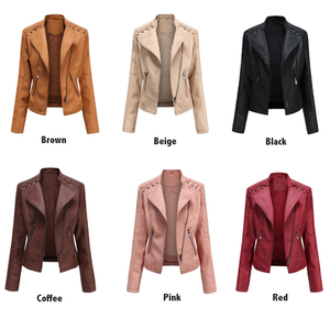 TONGYANG <span class=keywords><strong>giacca</strong></span> Casual in pelle PU <span class=keywords><strong>donna</strong></span> classica cerniera giacche da <span class=keywords><strong>moto</strong></span> corte cappotto Basic in morbida pelle sintetica autunno <span class=keywords><strong>donna</strong></span> - Product Image 4