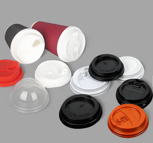 Tapas Desechables de Plástico PE para Vasos de Café con Ranura para Pajita, para Envasado de Bebidas, Colores Negro, Blanco, Rojo, Naranja, Transparente, Capacidad de 100 ml - Product Image 1