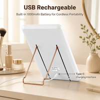 Nouveau design de miroir LED miroir de courtoisie portable miroir de maquillage rechargeable avec lumières