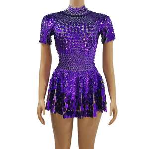 <span class=keywords><strong>Abito</strong></span> Midi con Cerniera, Motivo Uniforme, Sexy con <span class=keywords><strong>Paillettes</strong></span> e Trend Scintillante, Gonne da Festa Ornate Ecologiche - Product Image 5
